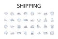 Shipping line icons collection. Delivery, Freight, Transporting, Dispatching, Carrying, Shipment, Transfer vector and