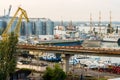 Shipping port in the city of ODESSA, Ukraine. Cranes unloading and loading