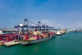 Shipping port and shipping containers with crane Royalty Free Stock Photo