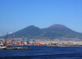 Shipping port with Mt. Vesuvius in background Royalty Free Stock Photo