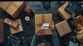 Shipping Process with Packages.AI generated image Royalty Free Stock Photo