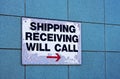Shipping and receiving sign Royalty Free Stock Photo