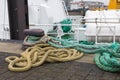 Shipping rope at quay of German harbor Cuxhaven