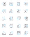 Shipping service linear icons set. Delivery, Logistics, Transport, Freight, Export, Import, Carrier line vector and Royalty Free Stock Photo