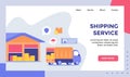 Shipping service truck delivery carry box package for web website home homepage landing page template banner with flat Royalty Free Stock Photo