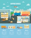 Shipping services and retail distribution poster Royalty Free Stock Photo