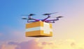 aircraft blue fly drone air cargo helicopter technology fast delivery. Generative AI.