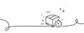Shipping tracking line icon. Delivery timer. Continuous line with curl. Vector