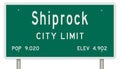 Shiprock road sign showing population and elevation