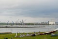 Ships and Barges at Danube River Port in Smederevo Serbia Royalty Free Stock Photo