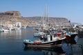 Ships in the bay. Puerto de Mogan. Gran Canaria. Canarian Islands