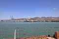 Ships are being unloaded at the seaport. Russia, Novorossiysk, July 22, 2019