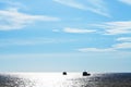 Ships in Black Sea in blue evening Royalty Free Stock Photo