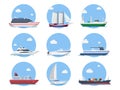 Ships and boats in flat style