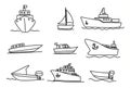 Ships and boats icons hand drawn vector set art illustration Royalty Free Stock Photo