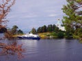 Ships and boats of Lake Ladoga. Lake Ladoga in the north of Russia.