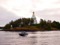 Ships and boats of Lake Ladoga. Lake Ladoga in the north of Russia. Royalty Free Stock Photo