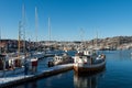 Ships and boats lying in the port of BodÃÂ¸ on clear winter day