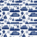 Ships and boats marine seamless background