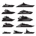 Ships and boats set, Yacht icon set. Vector. Royalty Free Stock Photo
