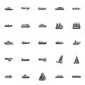 Ships and boats vector icons set Royalty Free Stock Photo