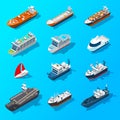 Ships Boats Vessels Isometric Icon Set Royalty Free Stock Photo
