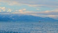 Ships In The Calm Black Sea. Caucasus Mountains On The Background. Tsikhisdziri, Adjara, Georgia. Royalty Free Stock Photo