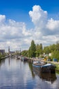 Ships at the canal leading to the center of Groningen