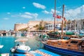 Ships and cruise boats at the harbour of Kyrenia, Cyprus