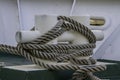 Ships deck with mooring line Royalty Free Stock Photo