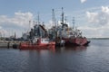 Ships of different types at the pier Royalty Free Stock Photo