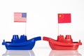 Ships with the flags of united states and china