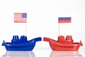 ships with the flags of united states and russia or russian federation