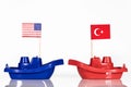 Ships with the flags of united states and turkey