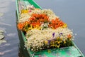 Ships and flowers on Dal Lake in Srinagar. India Royalty Free Stock Photo