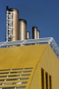 Ships funnel against blue sky