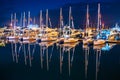 Ships in the harbor in the summer night. Black Sea, Sochi, Europe Royalty Free Stock Photo