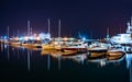 Ships in the harbor in the summer night. Black Sea, Sochi, Europe Royalty Free Stock Photo