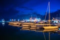 Ships in the harbor in the summer night. Black Sea, Sochi, Europe Royalty Free Stock Photo