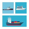 Ships icons set Royalty Free Stock Photo