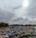 ships at the jelitik port of the island of bangka belitung, indonesia