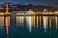 Ships and lighthouse is in the sea port Sochi.