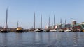 Ships moored in the center of Amsterdam, Netherlands