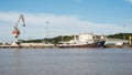 Ships near the harbor crane in Bourdeaux