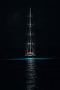 Ships at night moored in the Caribbean Royalty Free Stock Photo