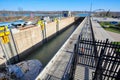 Ships passing through Welland Canal that connect Canada and US transportation routes Royalty Free Stock Photo