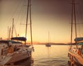 Ships in Poros harbor, Greece