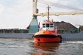 Ships in the port of Gdansk on the river Marwta Wisla. Poland