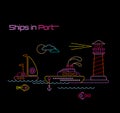 Ships in Port vector illustration