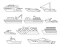 Ships at sea, shipping boats, ocean transport vector Royalty Free Stock Photo